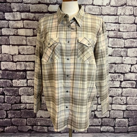 Chaps Tops - Chaps NWT Gray & Ivory Button Down Blouse Size 2X